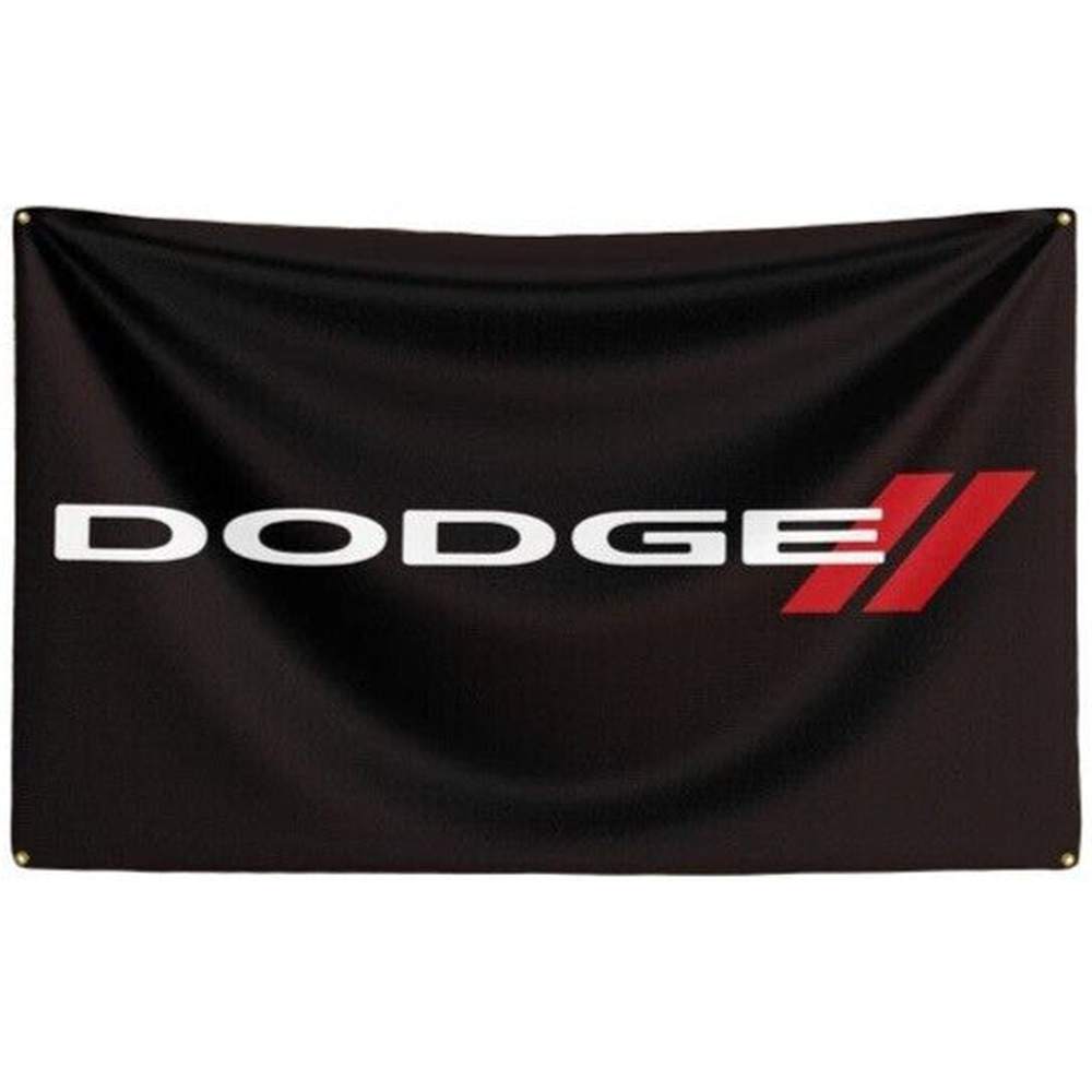 Black Dodge 3 ft x 5 ft Flag With Corner Grommets NEW! Home & Garden:Yard, Garden & Outdoor Living:Décor:Flags Style Your Walls